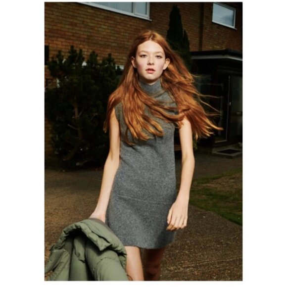 Zara Grey Sleeveless Mock Neck Skater Dress - Picture 1 of 5